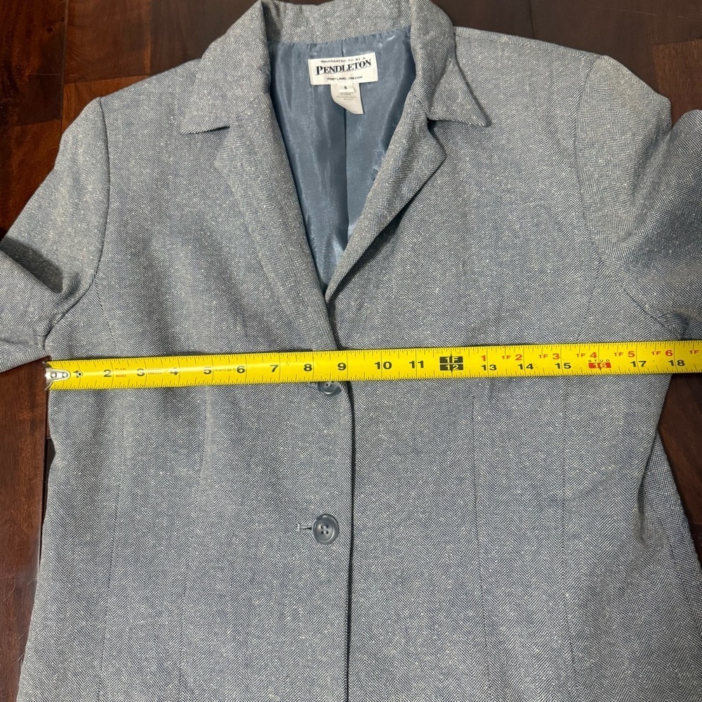 Pendleton Blazer Suit Jacket Women’s Size 6 Blue And White Wool And Silk - Picture 3 of 8